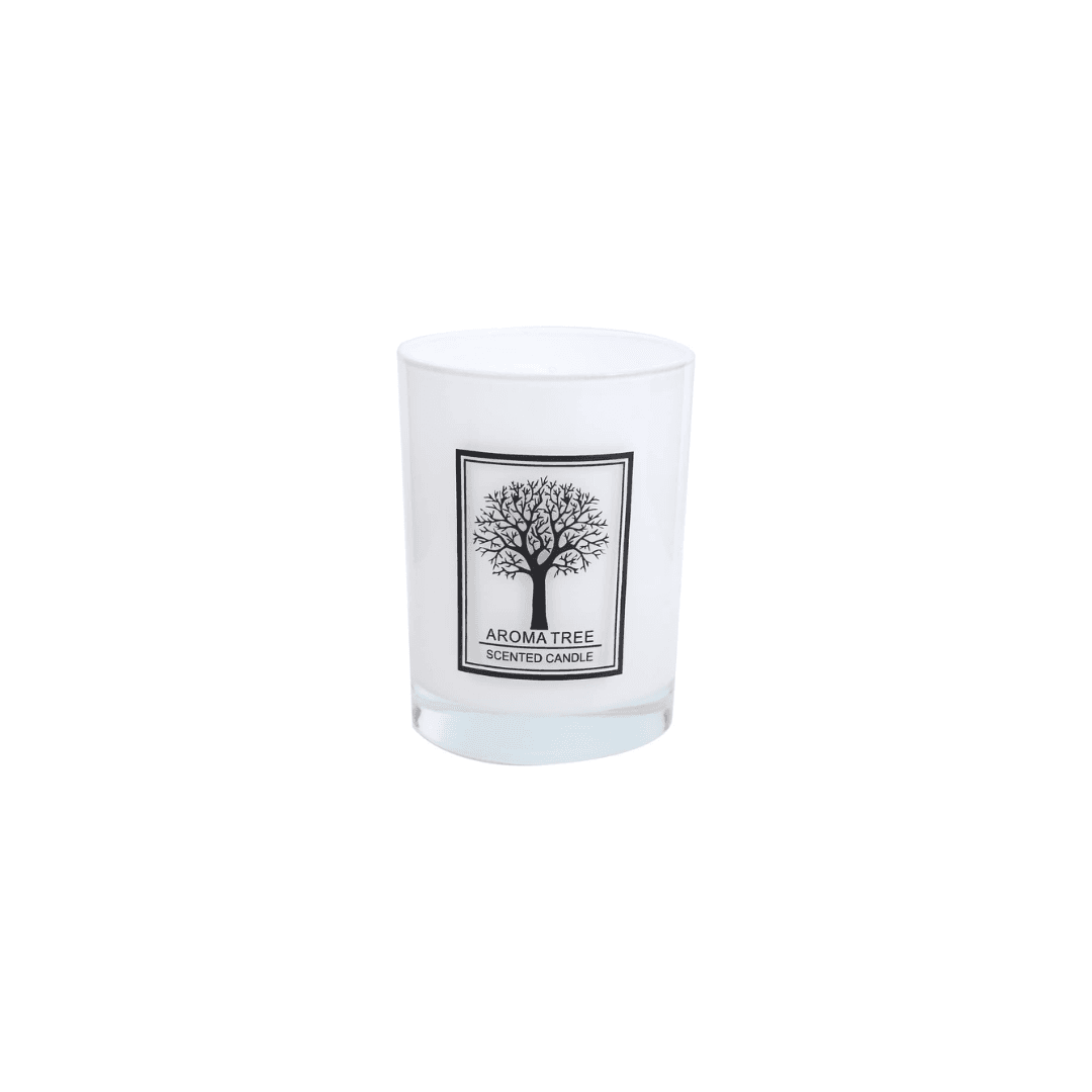 Bougie Parfumée Blanche Aroma Tree En Verre Noir 550 G