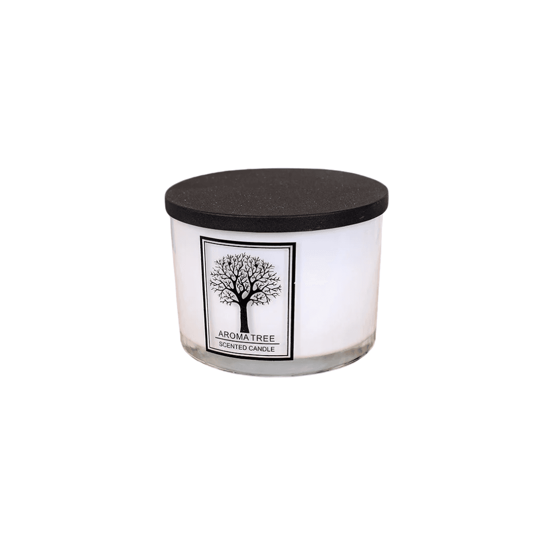 Bougie Parfumée Blanche  Aroma Tree En Verre  Ave Couvercle  730g G