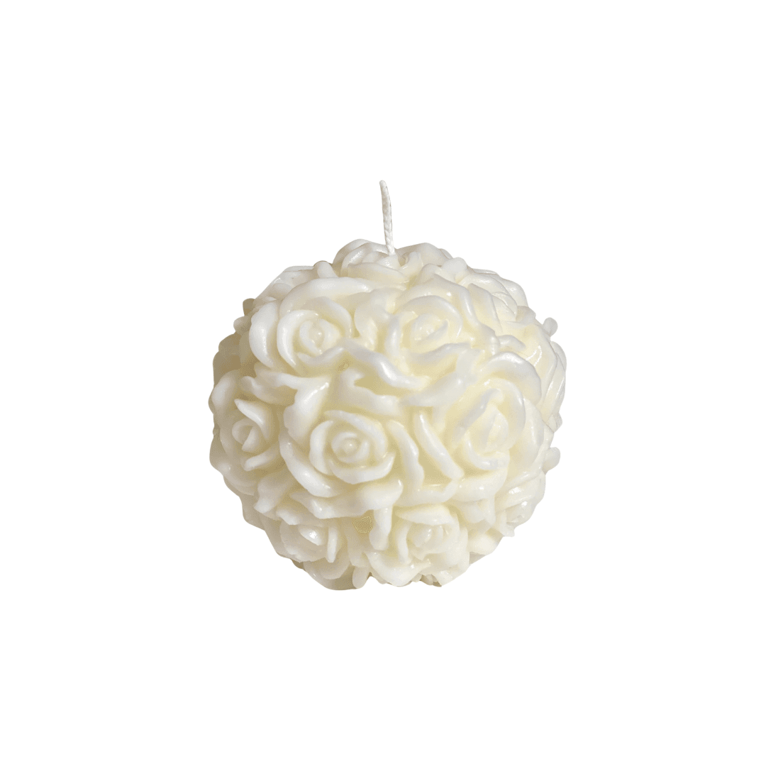 Bougie Parfumée  En Forme Boule De Rose  150g  L 7.5cm