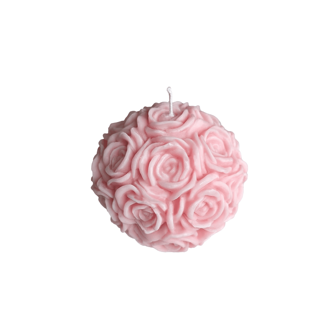 Bougie Parfumée  En Forme Boule De Rose  160 G  7.5cm