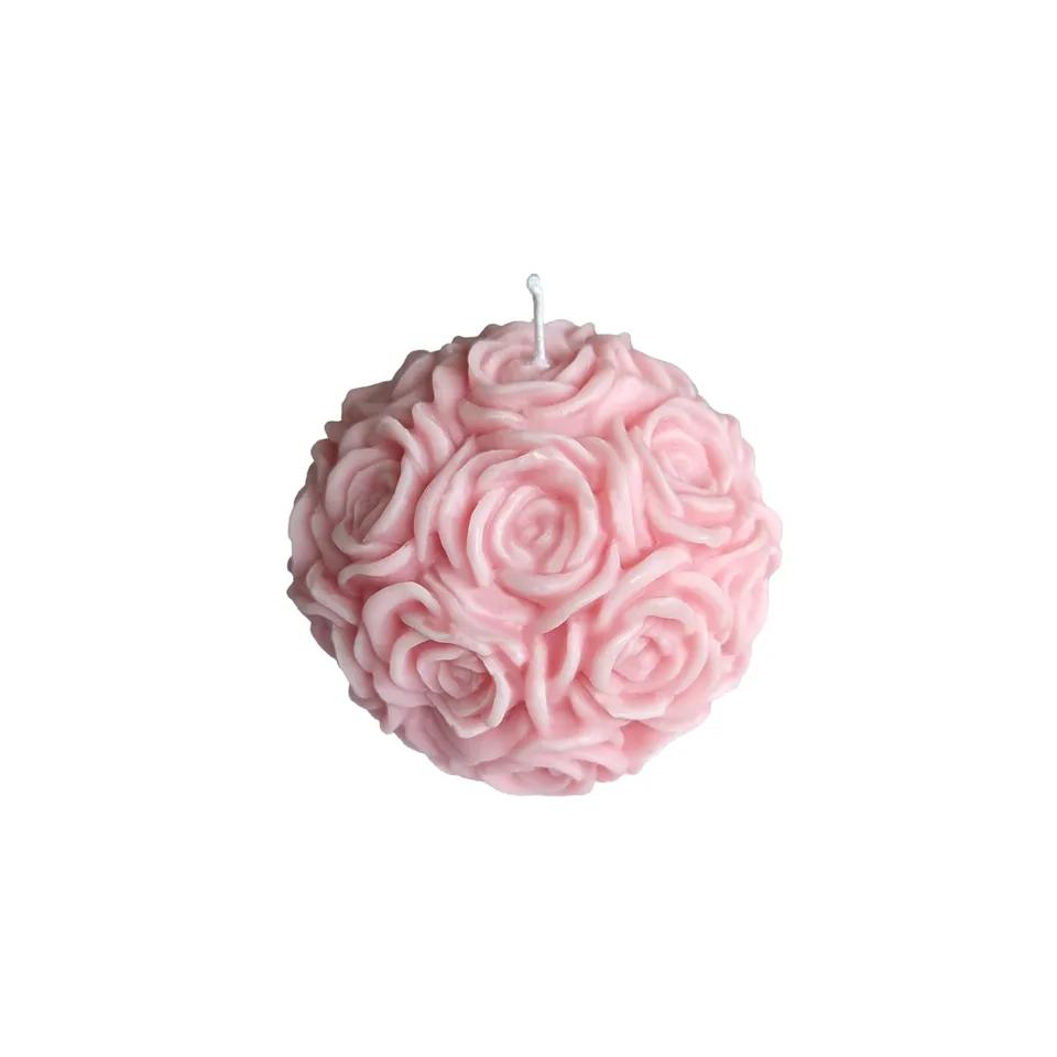 Bougie Parfumée  En Forme Boule De Rose  160 G  7.5cm