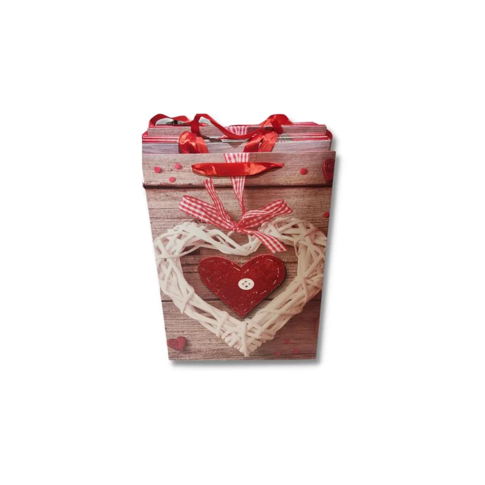 Sac A Cadeau Ceur En Papie 30x41,5x12 Cm Ref Cq476-2