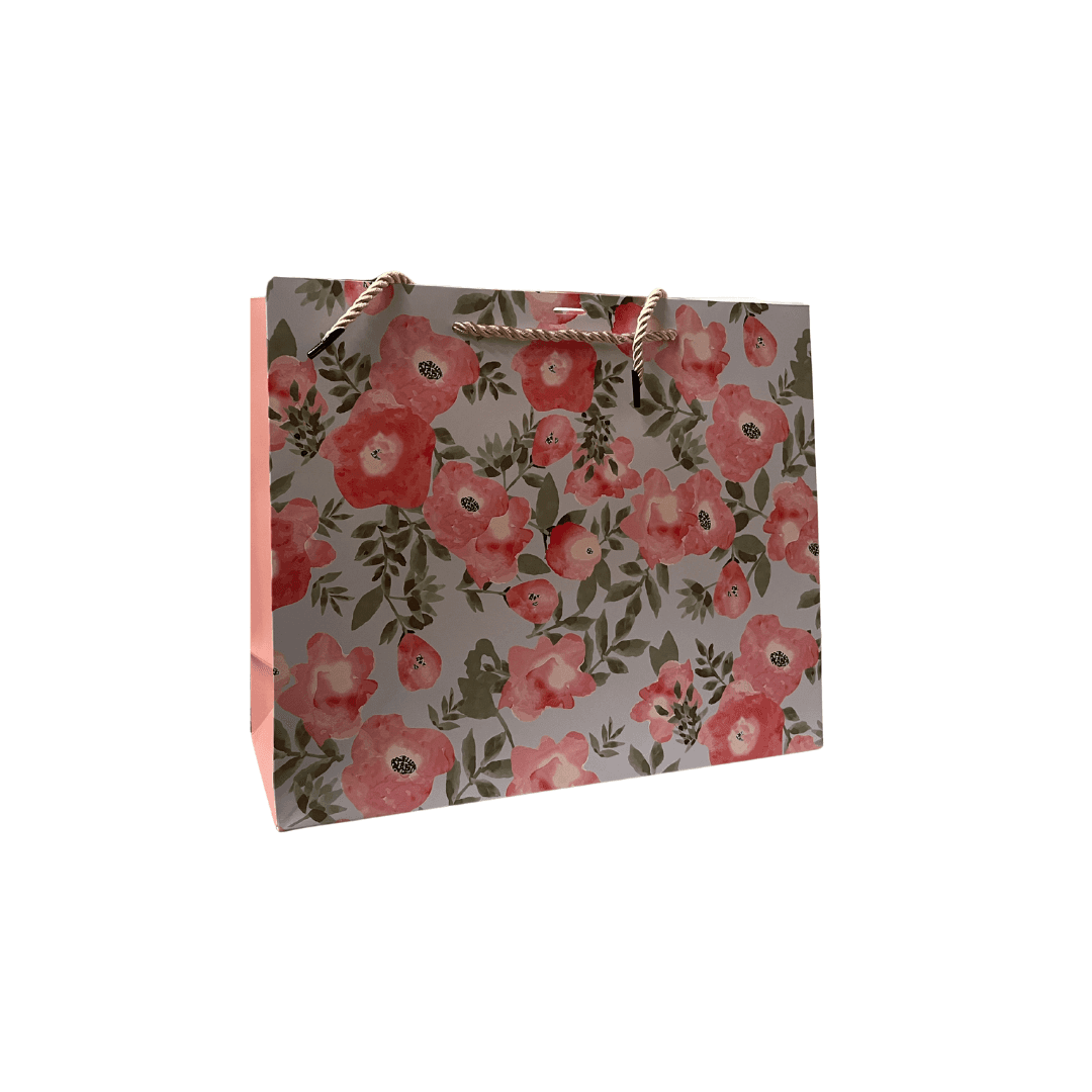 Sac A Cadeau Lux Motif Floral Avec Rubon Xl