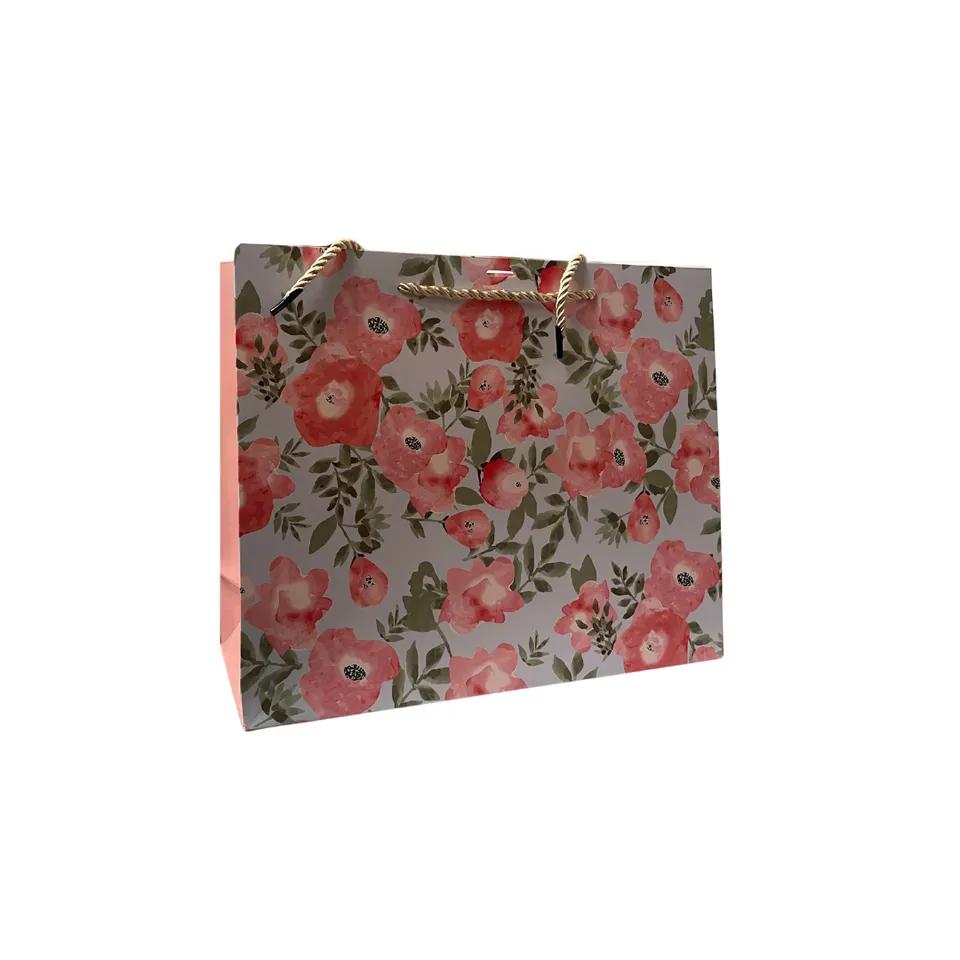 Sac A Cadeau Lux Motif Floral Avec Rubon Xl