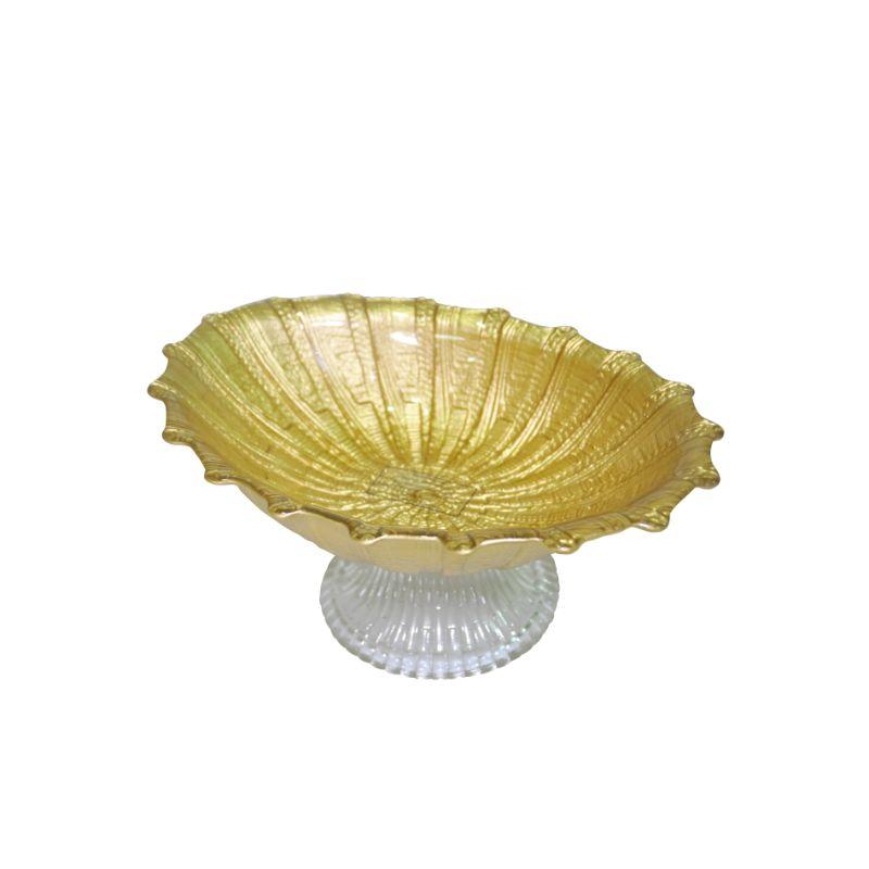 Bol En Verre Oval A Pied Arinna Dore 21cm Ref 3o21260a/G