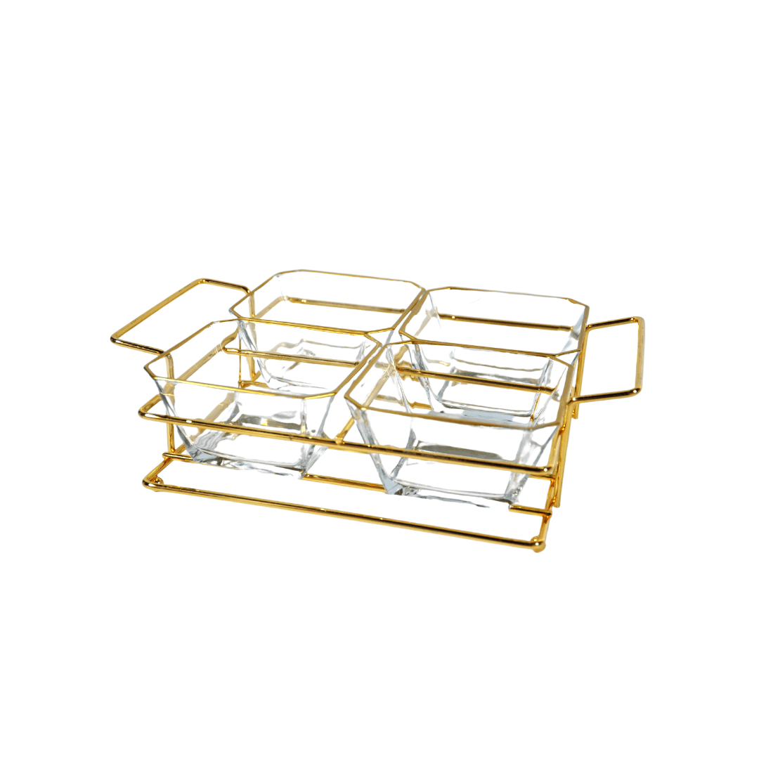 Amuse Girl 4 Bols En Verre+ Support Metal Dore Gc-Meta-2010