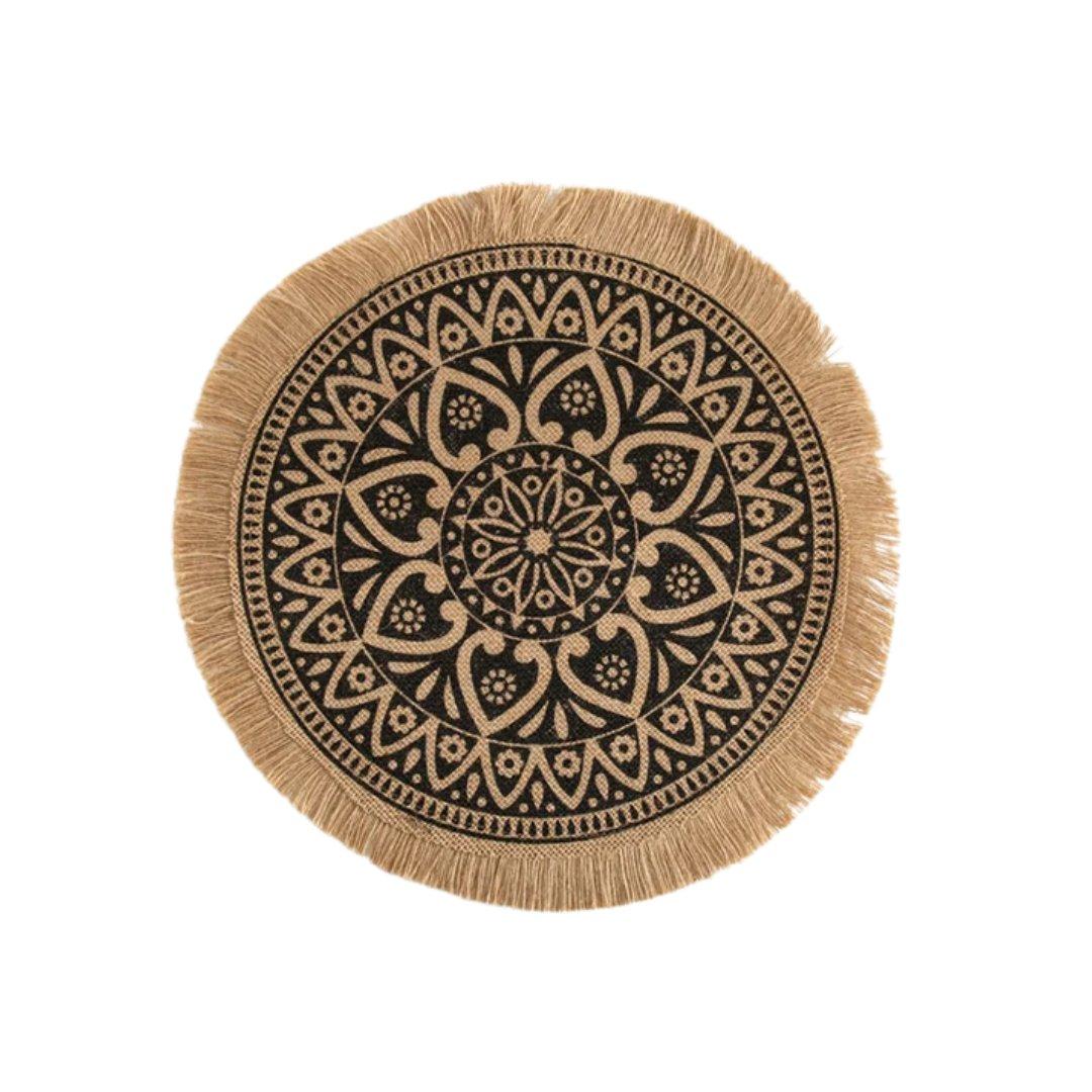 Sous Plat En Jute Pompon Rond 38x38 Cm