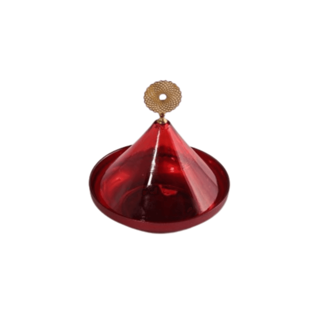 Dome Tajine En Verre Rouge L