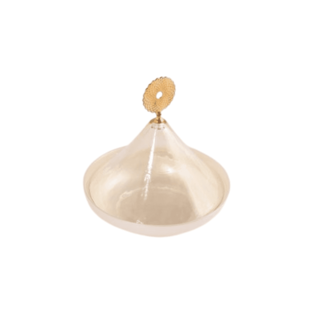 Dome Tajine En Verre Blanc   L
