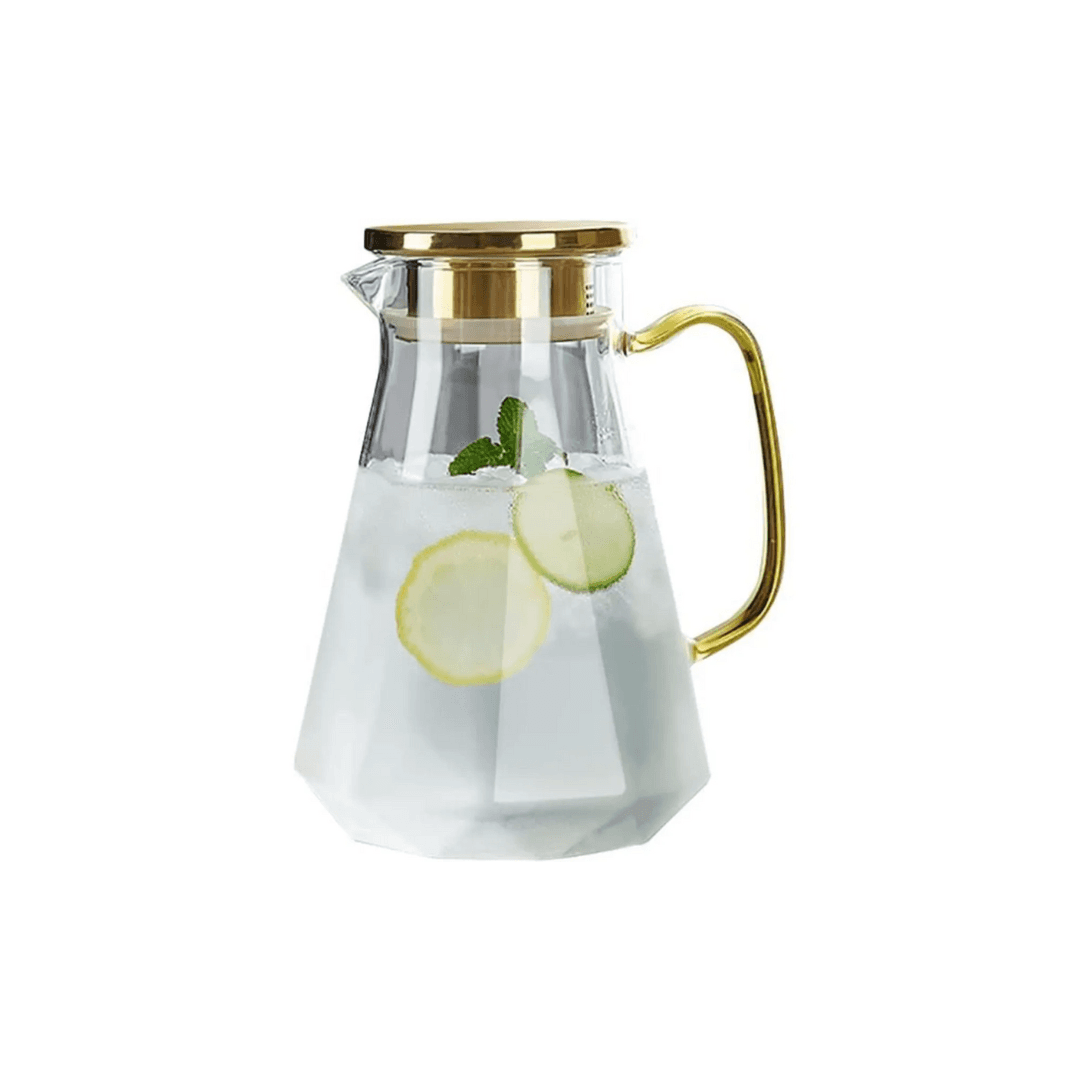 Caraf En Verre  Transparant 1.5l Couvercle Doree