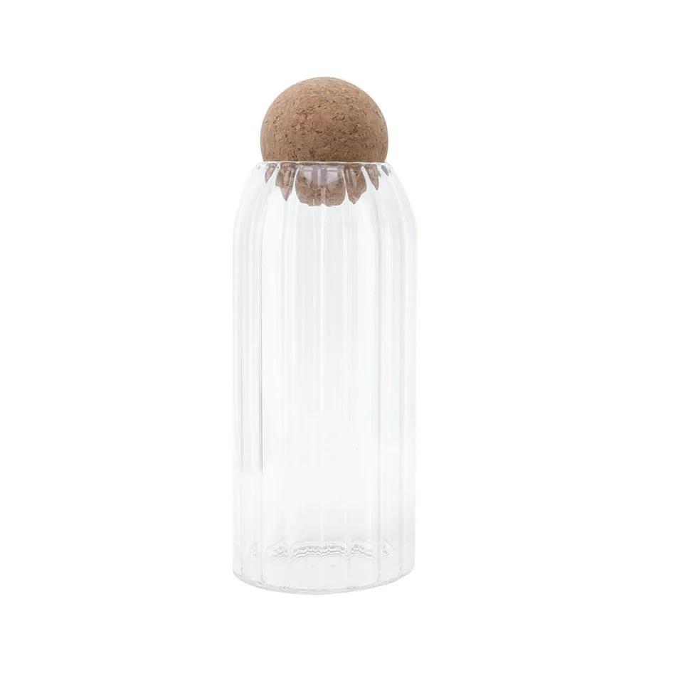 Bocal Acrylic Transaprant Gf Couvercle Rond Bambou
