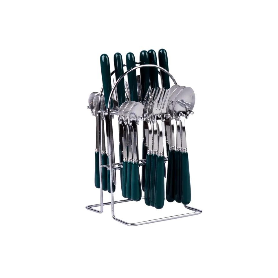 Setl Couvert Vert Avec Support Metal Dore