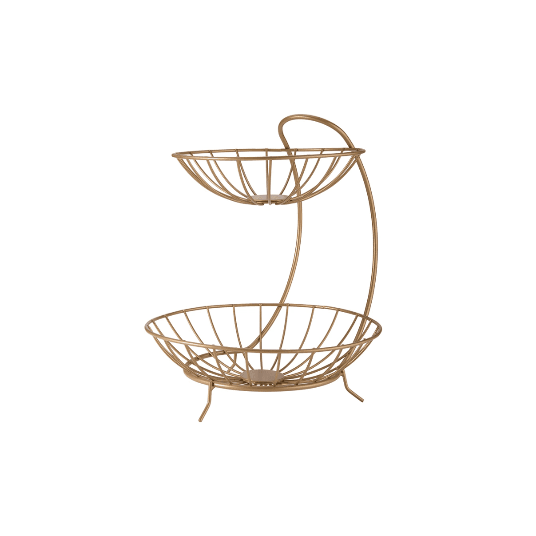 Panier Fruit Doree 2 Niveaux 27*27*31 Cm