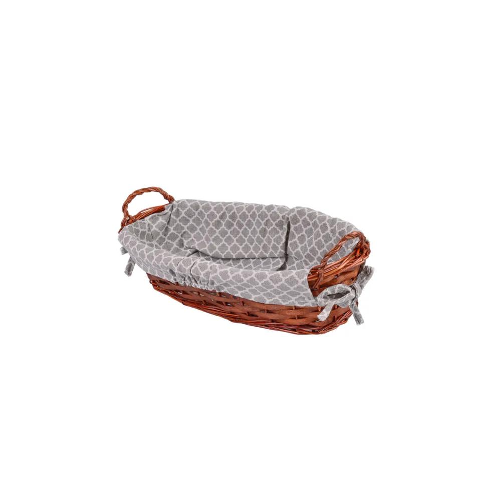 Corbeille A Pain Rond Osier Av Doublur Tendy Gris/B 39x16x9 Jn2346t/G