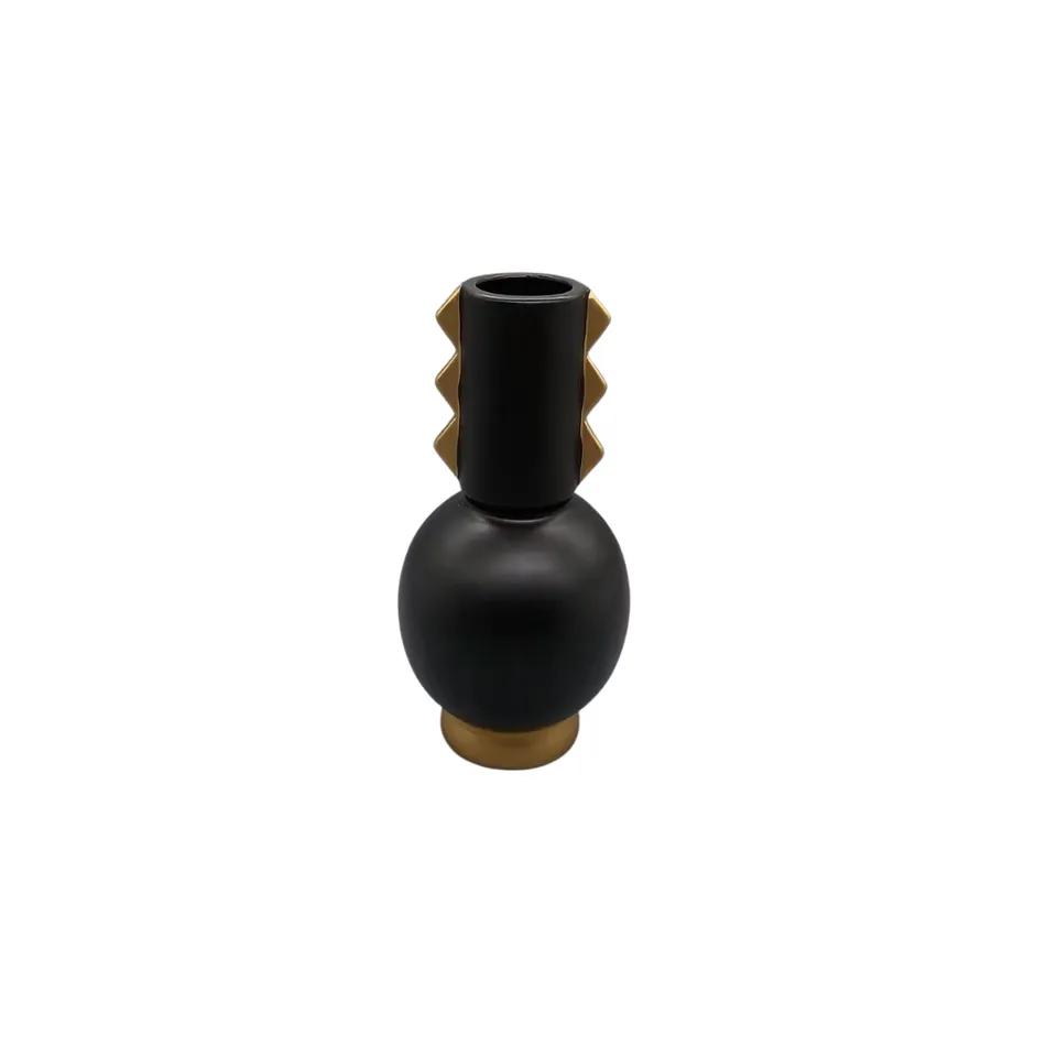 Vase Maya Noir  Or  Mf 12.4*12.4*24.5 Cm