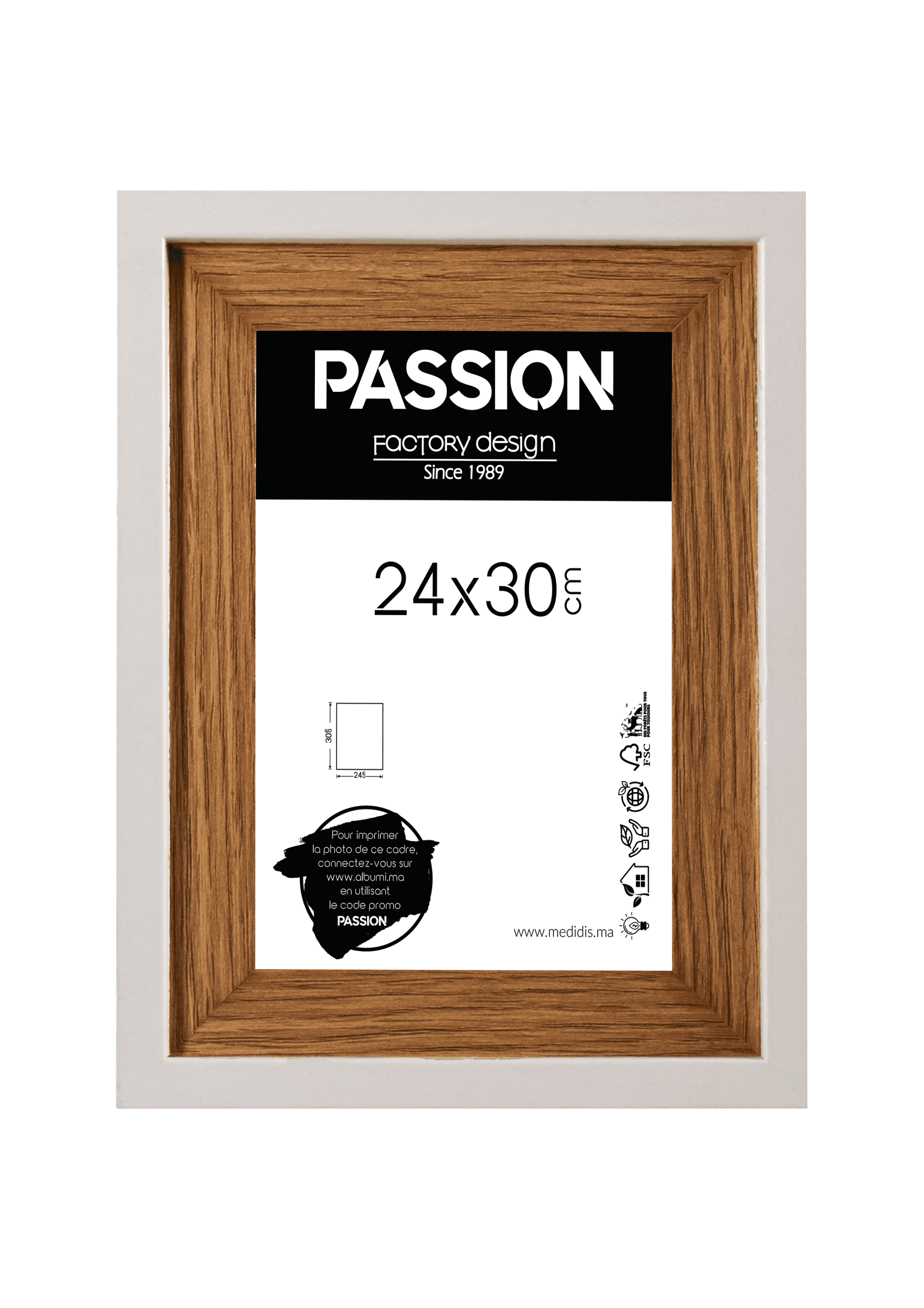 Cadre Photo Cali A4 21x30 Cm Bois Coul Blanc