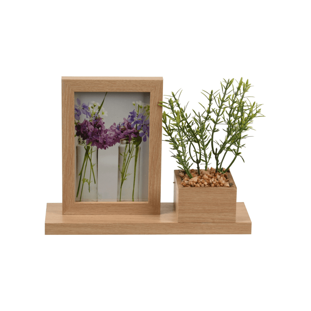 Cadre A Poser 25x7x19 Cm Avec Pot Fleur En Bois Ref C37890600