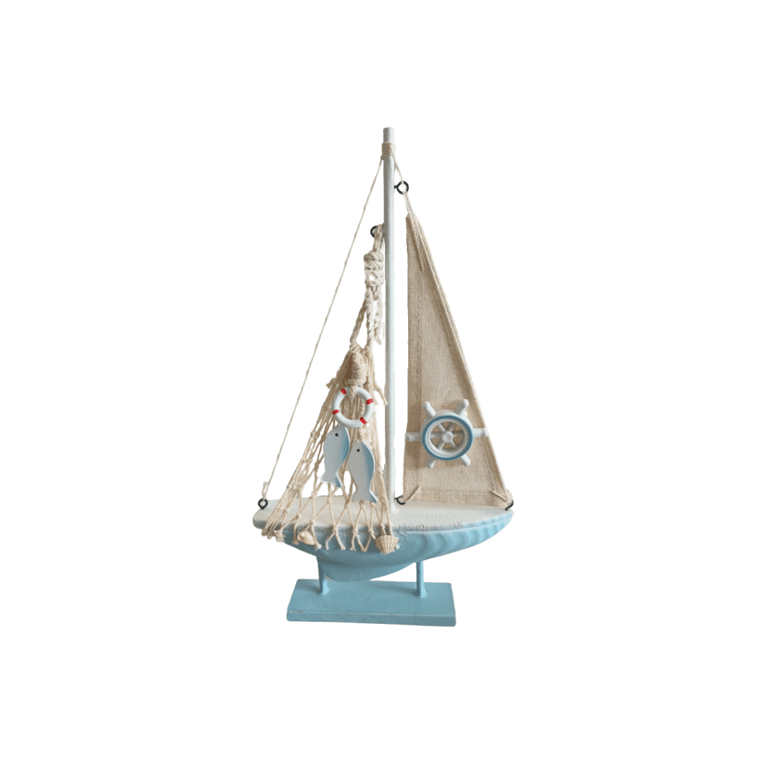 Bateau A Voile Bleu marine 18x4x30,5 Cm