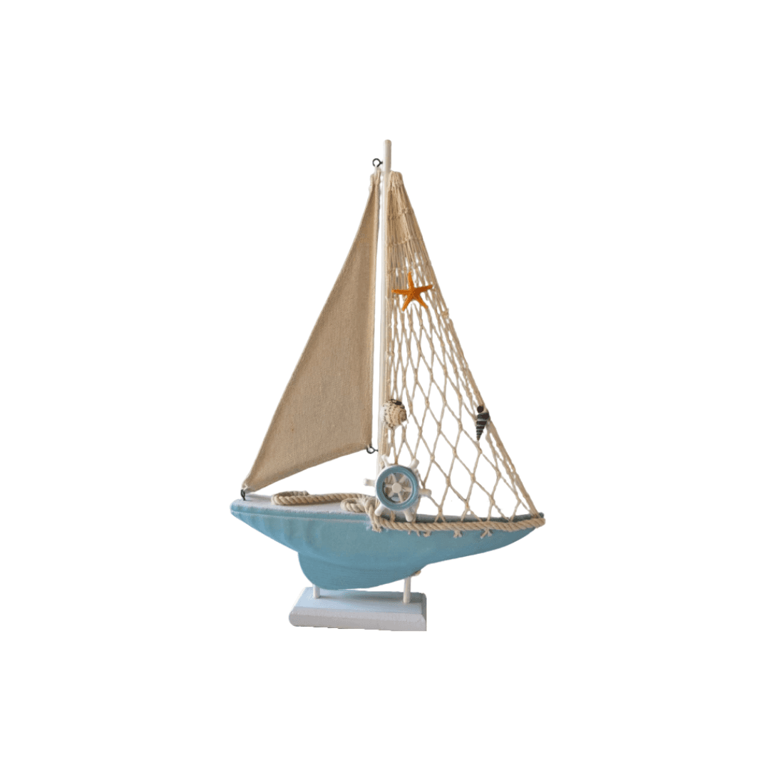 Bateau A Voile  Bleu ciel 24,5x5x37 Cm