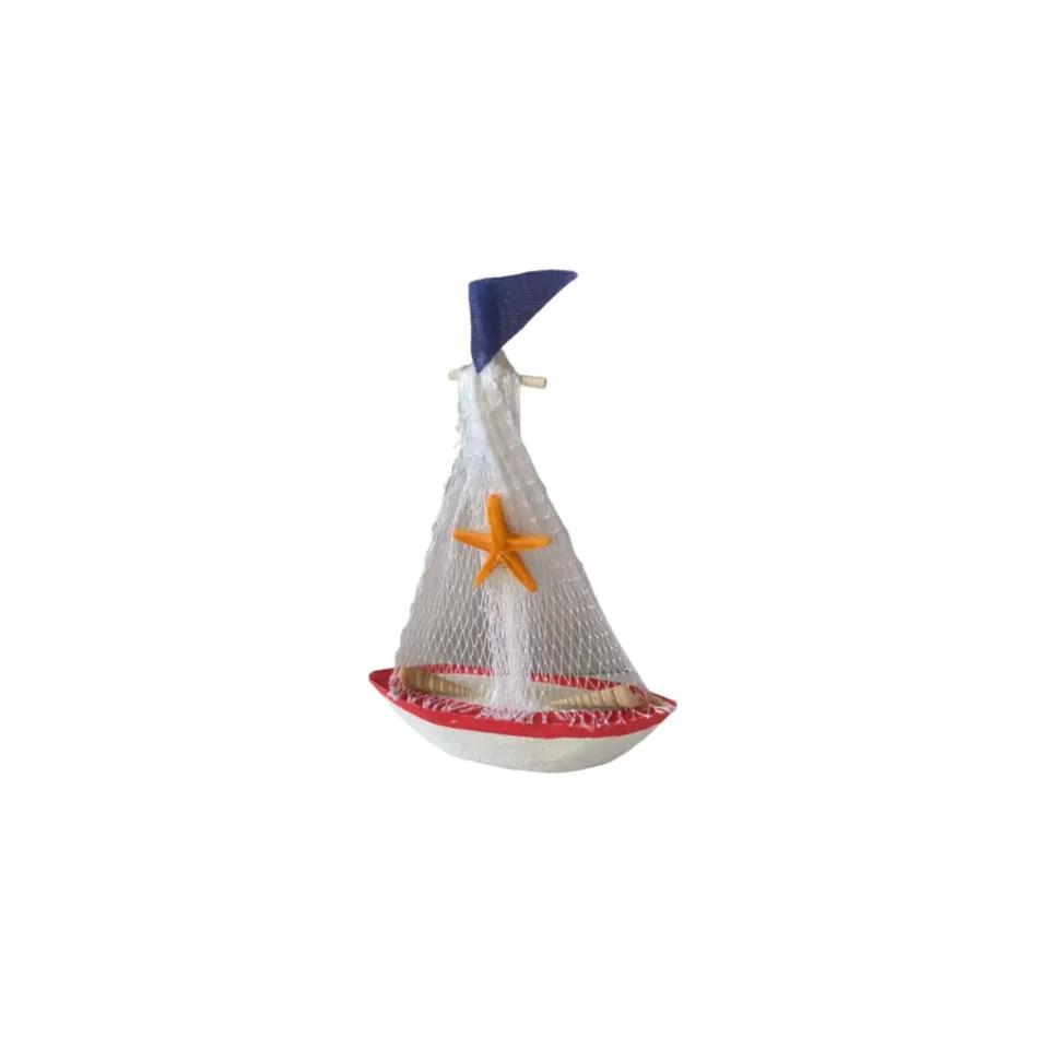 Mini Voilier Rouge  -Marine 11x3x14,5 Cm
