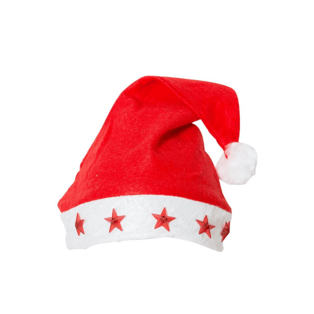Bonnet Père Noël  Star Avec Led Et Musique 28x38 Cm Ref Ch01
