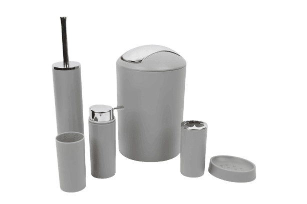 Set Accessoires Salle De Bain 6 Pcs Gris Uni  Ref Cq541-2