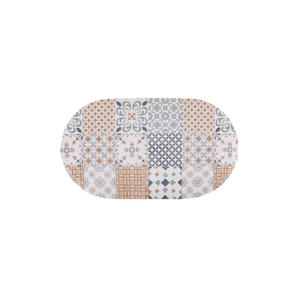 Tapis  De Bain Anti-Derapant Mosaique Oval   70x39 Cm