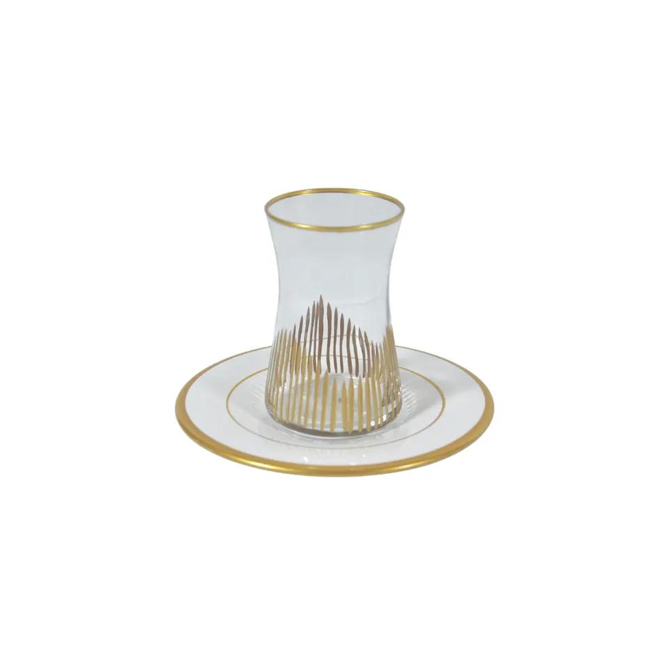 Pera Service A The 6 Verre+6 Assiette  Blanche/Or Ref Mkr-6095
