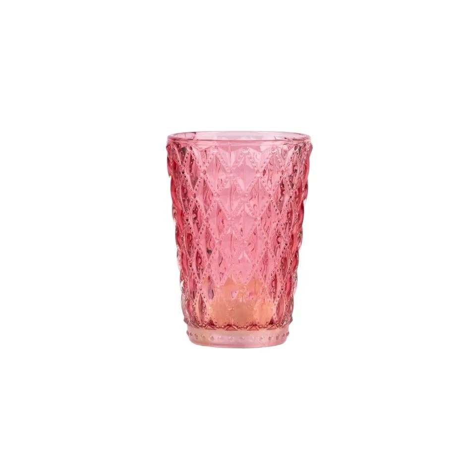 Bougeoir Pot Verre Grave Chf Plat Led Incl D7 H11 Ref00255