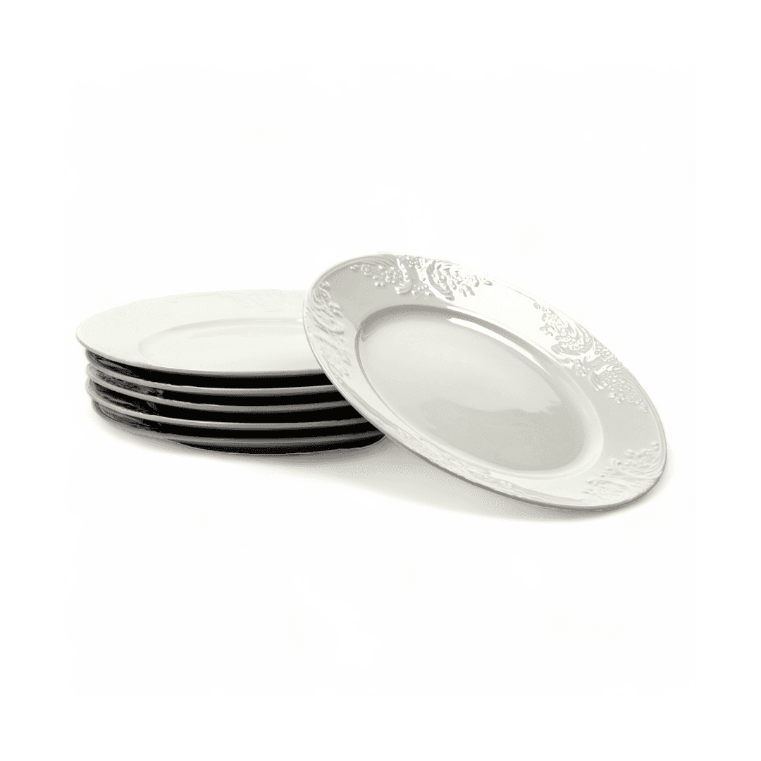 Batlha Set 6  Assiettes Porcelaine Blanche 23 Cm Ref 38159