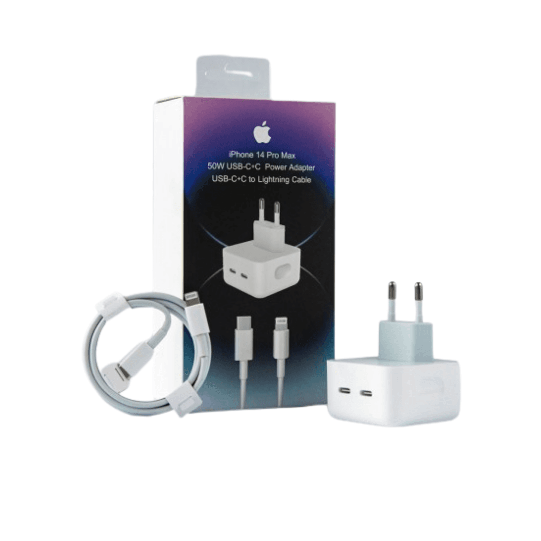 Chargeur 50W USB-C +C Ports /USB-C To Lightning Cable Bonne Qualité