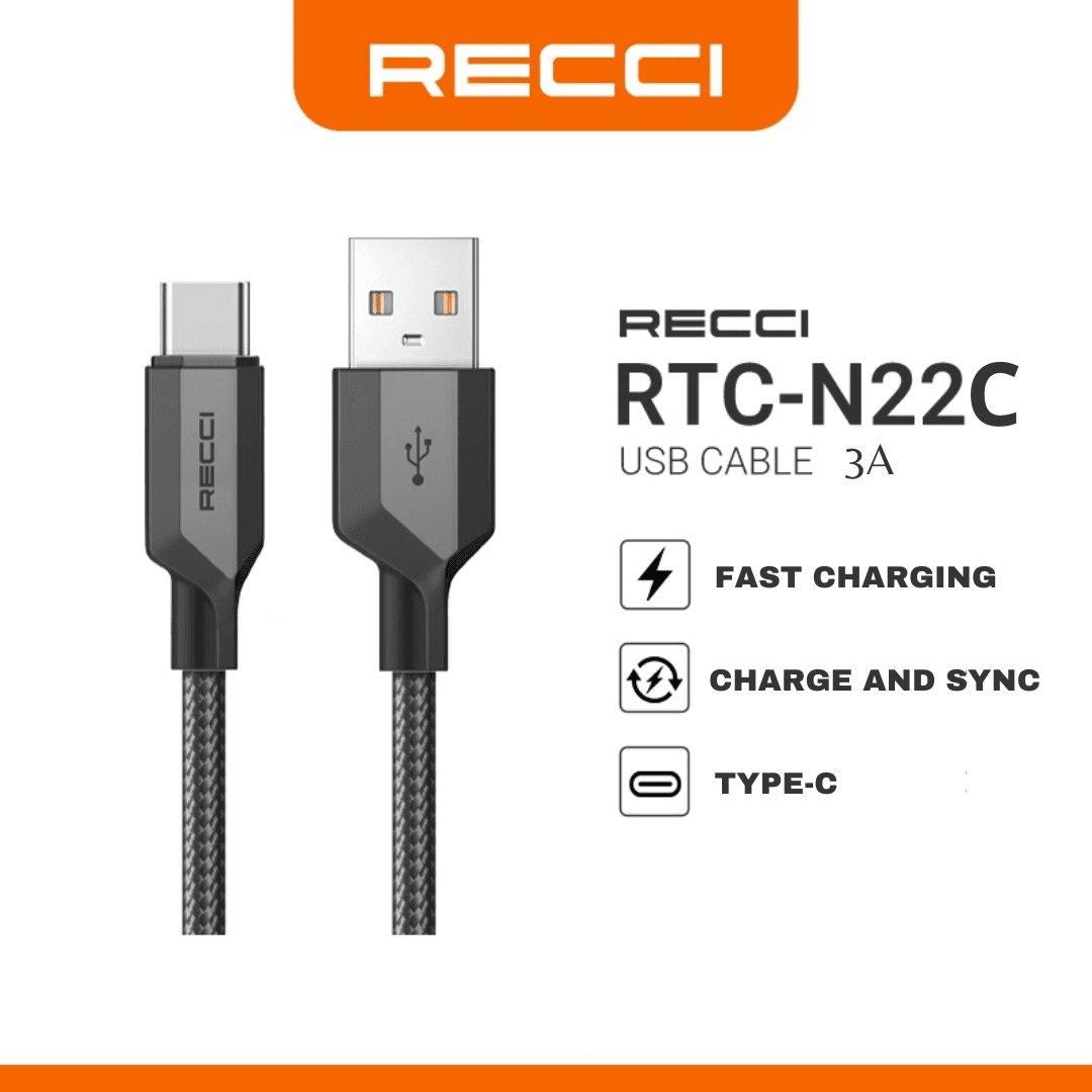 Cable RECCI GIANT RTC-N22C TYPE-C 3A 100CM Haute Qualité
