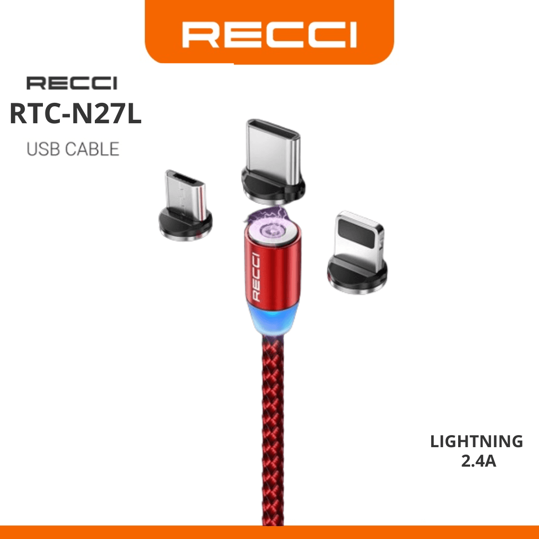 Cable RECCI GRIDE RTC-N27L LIGHTNING 2.4A 100CM Haute Qualité
