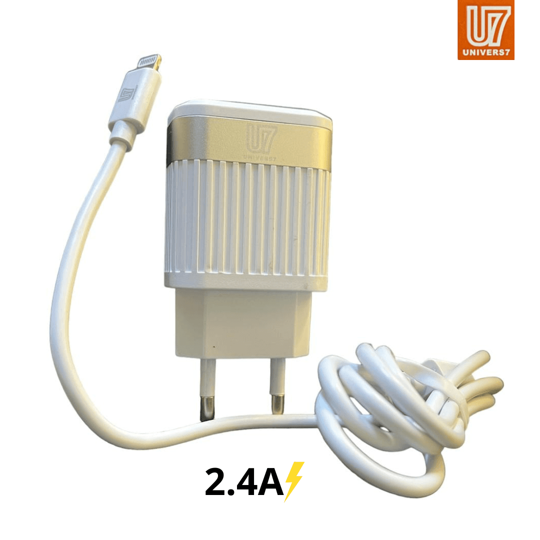 Chargeur U7 DUAL PORT USB  /  Lightning Cable Haute Qualité