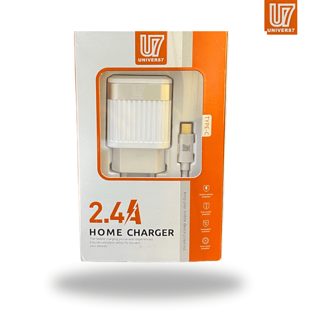 Chargeur U7 2.4A  DUAL PORTS USB To USB-C Cable Haute Qualité