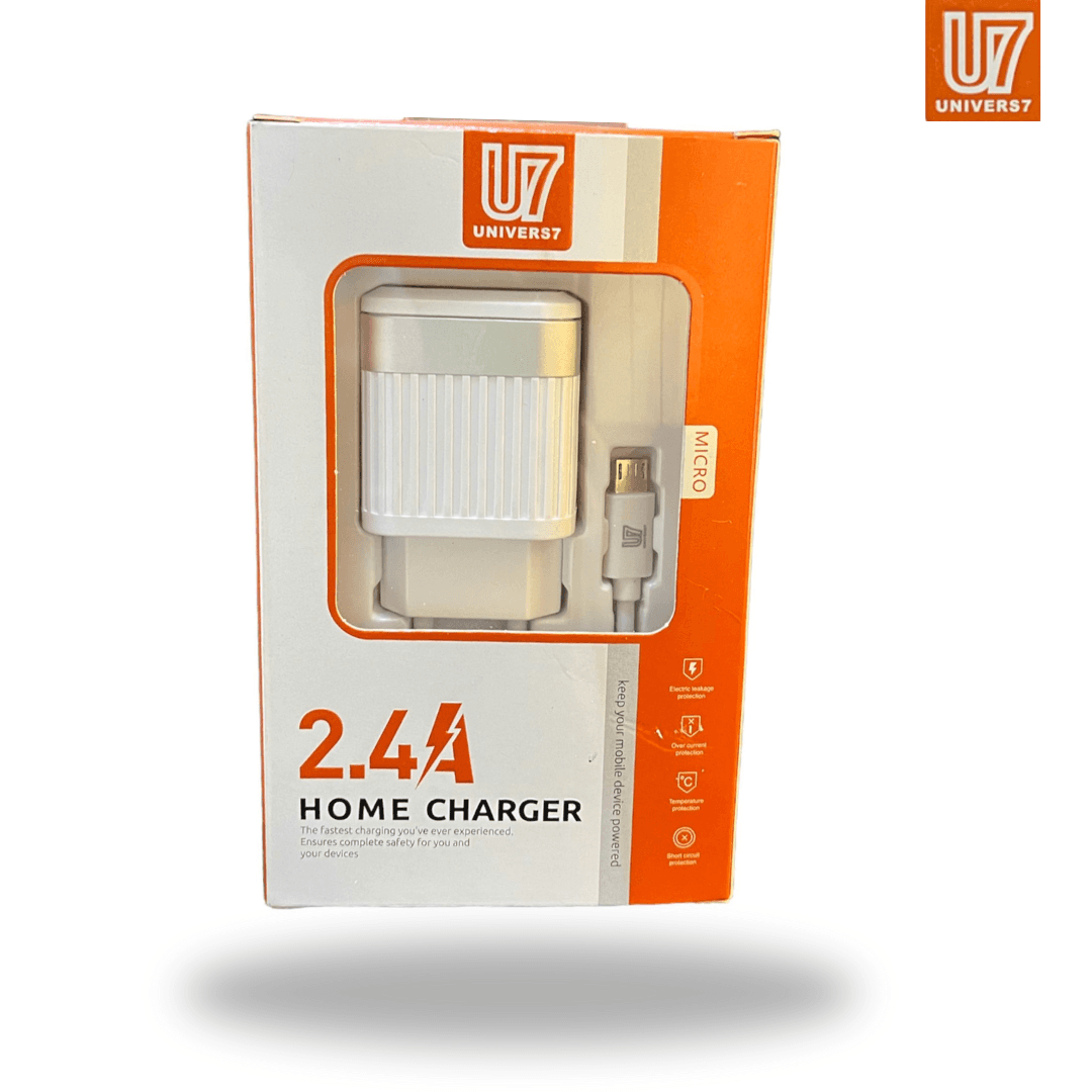 Chargeur U7 2.4A DUAL PORTS USB To MICRO Cable Haute Qualité