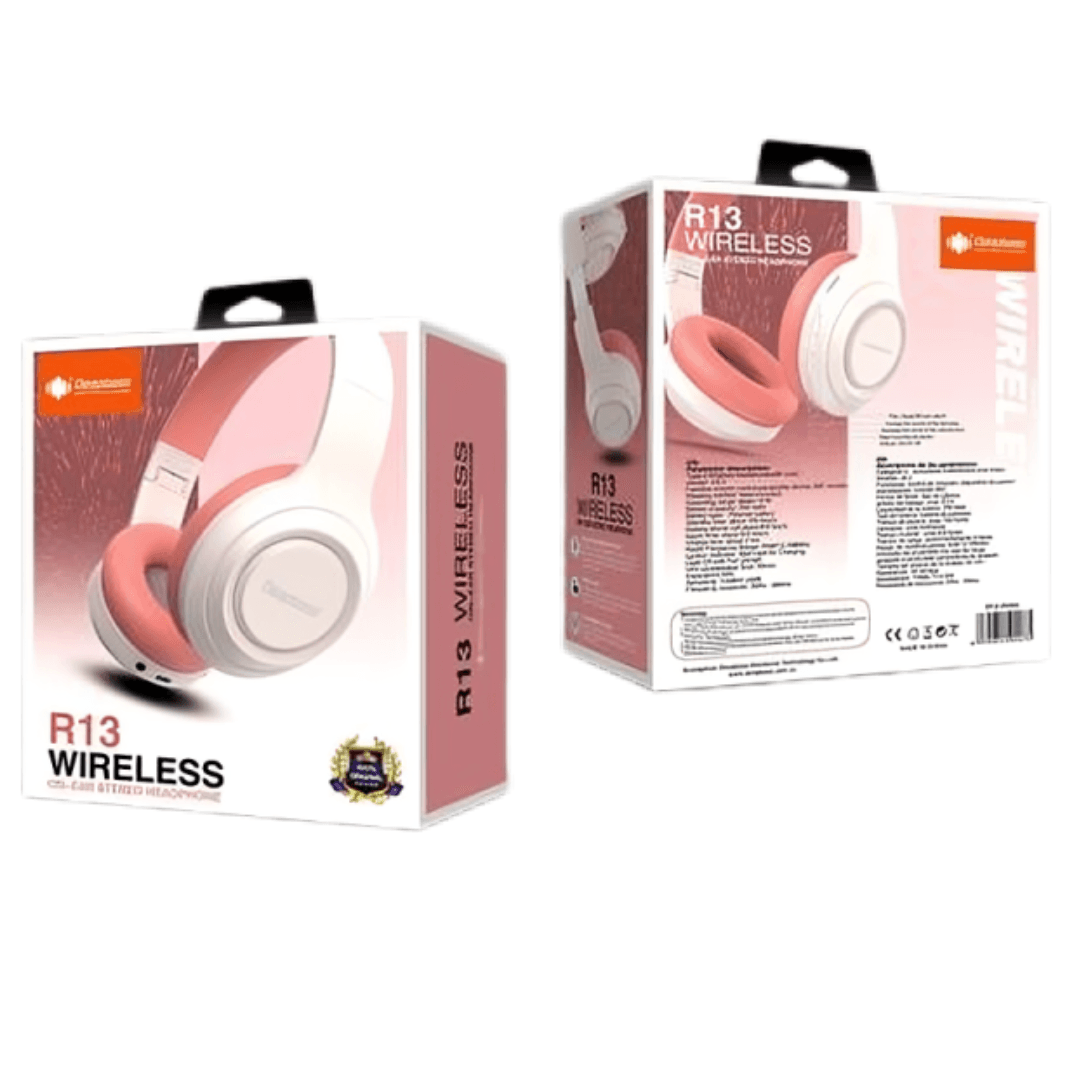 Casque Bandeau Sans Fil Microphone Portable Deepbass R13 (Rose)