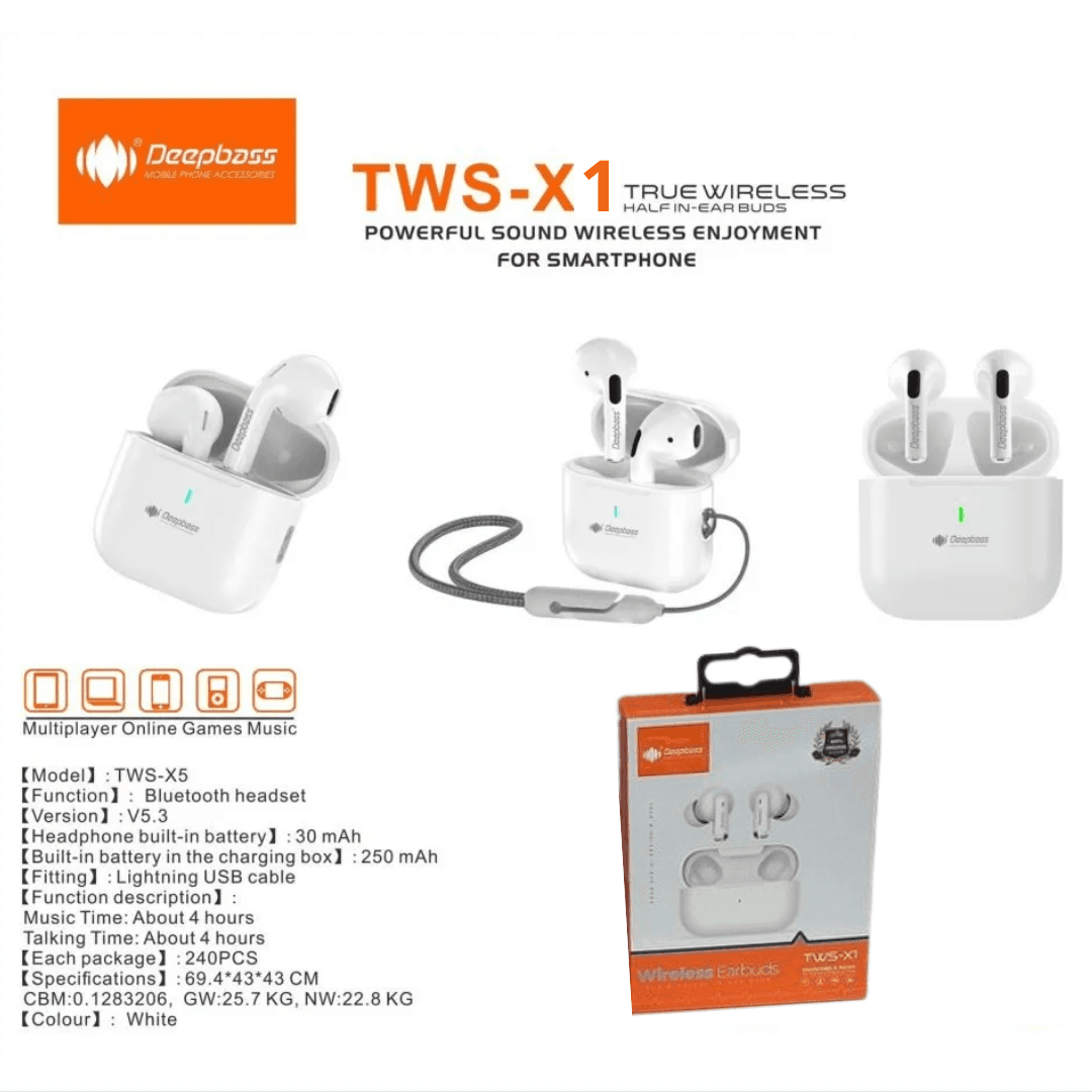 Earbuds TWS-X1 Deepbass  Haute Qualité