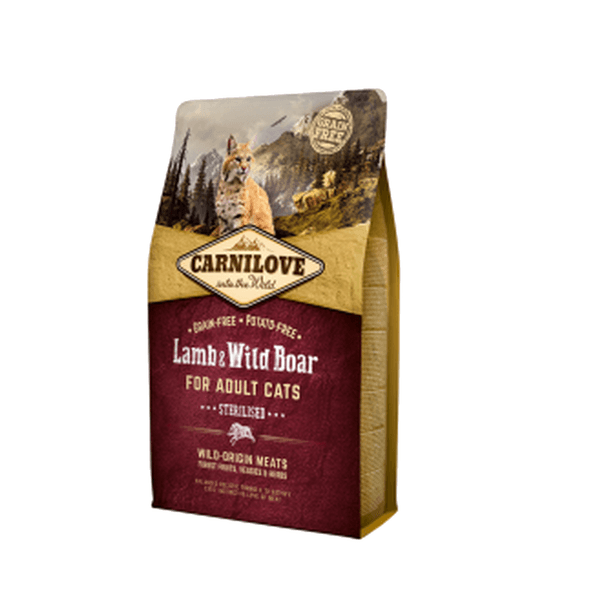 CARNILOVE Lamb & Wild Boar Cat Food Adult Cats Sterilised 2kg (12317)
