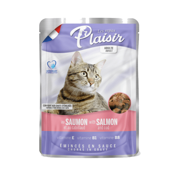 PLAISIR Cat Wet Food Pouch Adult Sterilised Salmon 100g (02438)