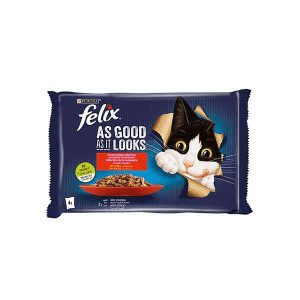 PURINA FELIX Countryside Wet Food For Adult Cats & Beef 4*85 G (94542)