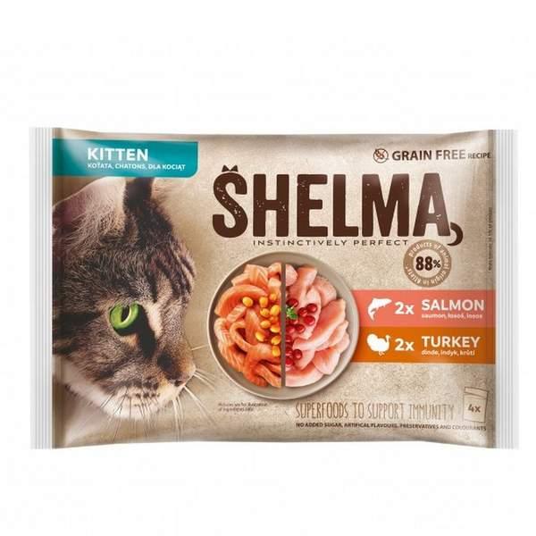 SHELMA Kitten Filets de saumon et dinde 4*85 G (06988)
