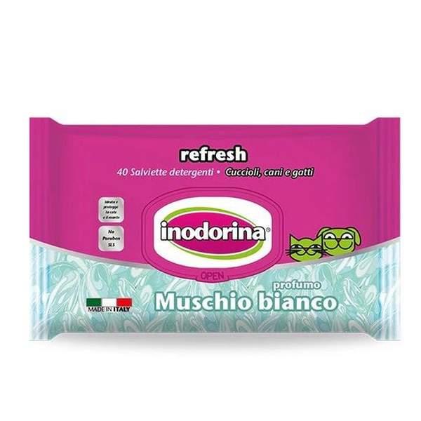 INODORINA Lingettes Humides Refresh Musc Blanc 40 unité (00855)