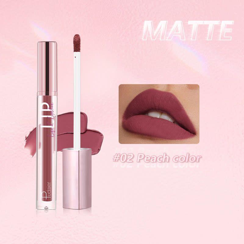 PUDAIER Diamond Shiny Liquid Lipstick Matte Color #02 Peach