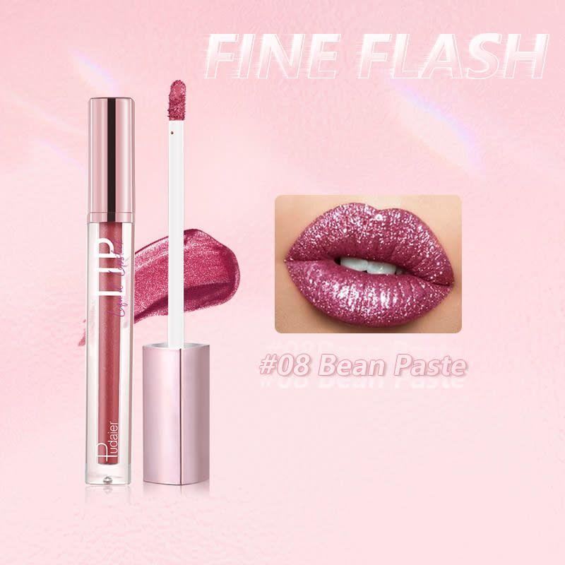 PUDAIER Diamond Shiny Liquid Lipstick Fine Flash #08 Bean Paste