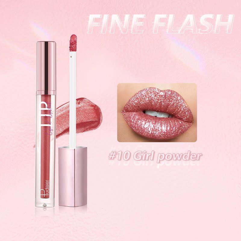 PUDAIER Diamond Shiny Liquid Lipstick Fine Flash #10 Girl Powder