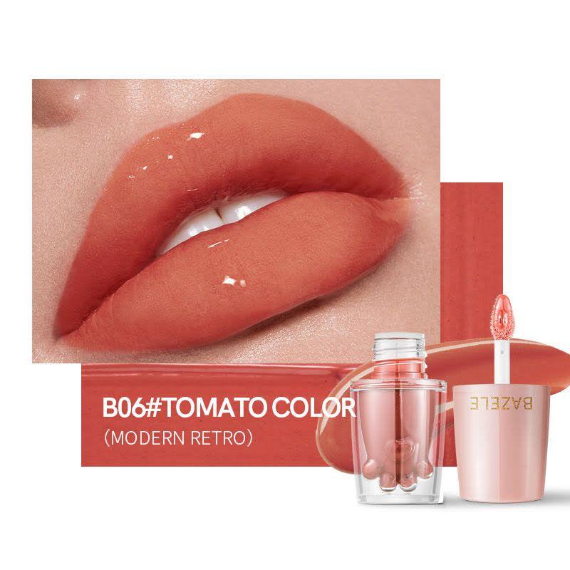 BAZELE Cat Paw Bright Liquid Lipstick Color #B06 Tomato Red