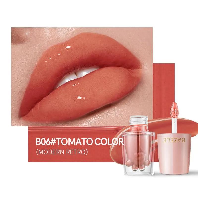 BAZELE Cat Paw Bright Liquid Lipstick Color #B06 Tomato Red