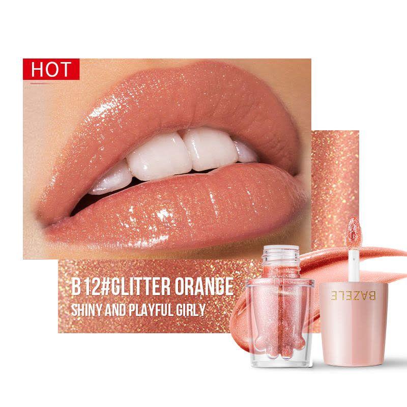 BAZELE Cat Paw Bright Liquid Lipstick Color #B12 Glitter Orange