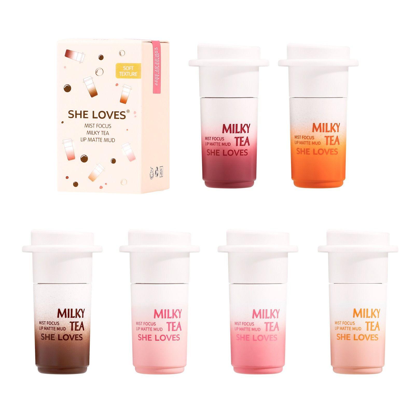 SHELOVES Milk Tea Lip Mud Matte 5 Colors Series